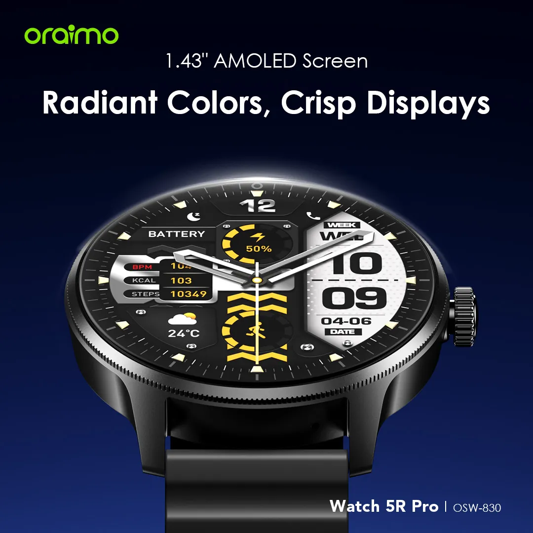 Oraimo Watch 5R Pro – AMOLED Smart Watch – Black 5 Oraimo Watch 5R Pro – AMOLED Smart Watch – Black - Image 5