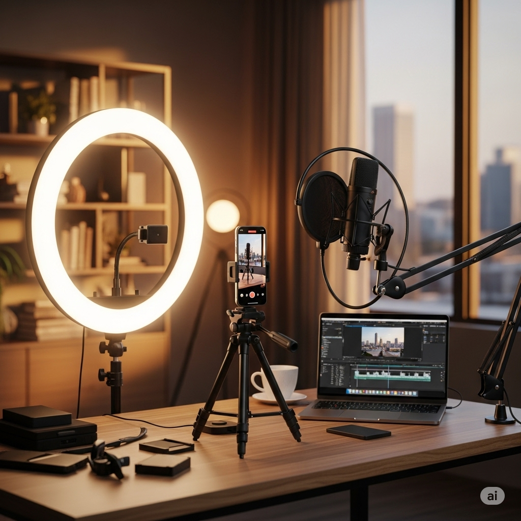 فضل رينج لايت واستاند وميكروفون