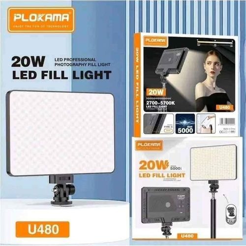 PLOKAMA U480 20W LED Fill Light — 2700-5700K Portable Panel with 5000mAh Battery 8 PLOKAMA U480 20W LED Fill Light — 2700-5700K Portable Panel with 5000mAh Battery - Image 8