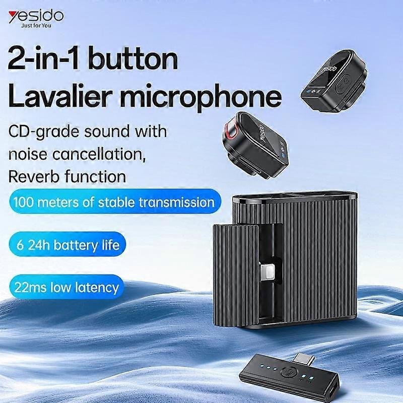 Yesido KR19 Wireless Mini Lavalier Microphone for Android & iPhone – Dual Mic, Noise Reduction, 2.4GHz 5 Yesido KR19 Wireless Mini Lavalier Microphone for Android & iPhone – Dual Mic, Noise Reduction, 2.4GHz - Image 5
