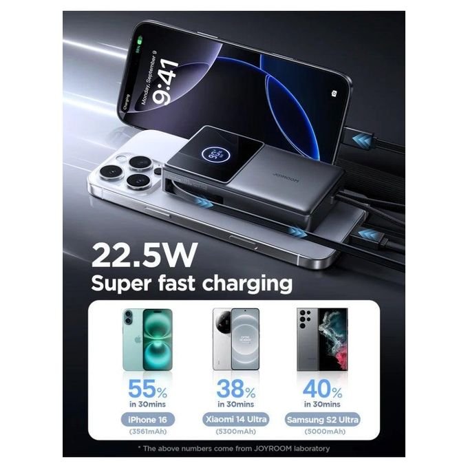 Joyroom, JR-PR1, باور بانك, باور بانك صغير, شحن سريع, 22.5W, 10000mAh, كابل مدمج, Type-C, اكسسوارات موبايل, ضمان وكيل