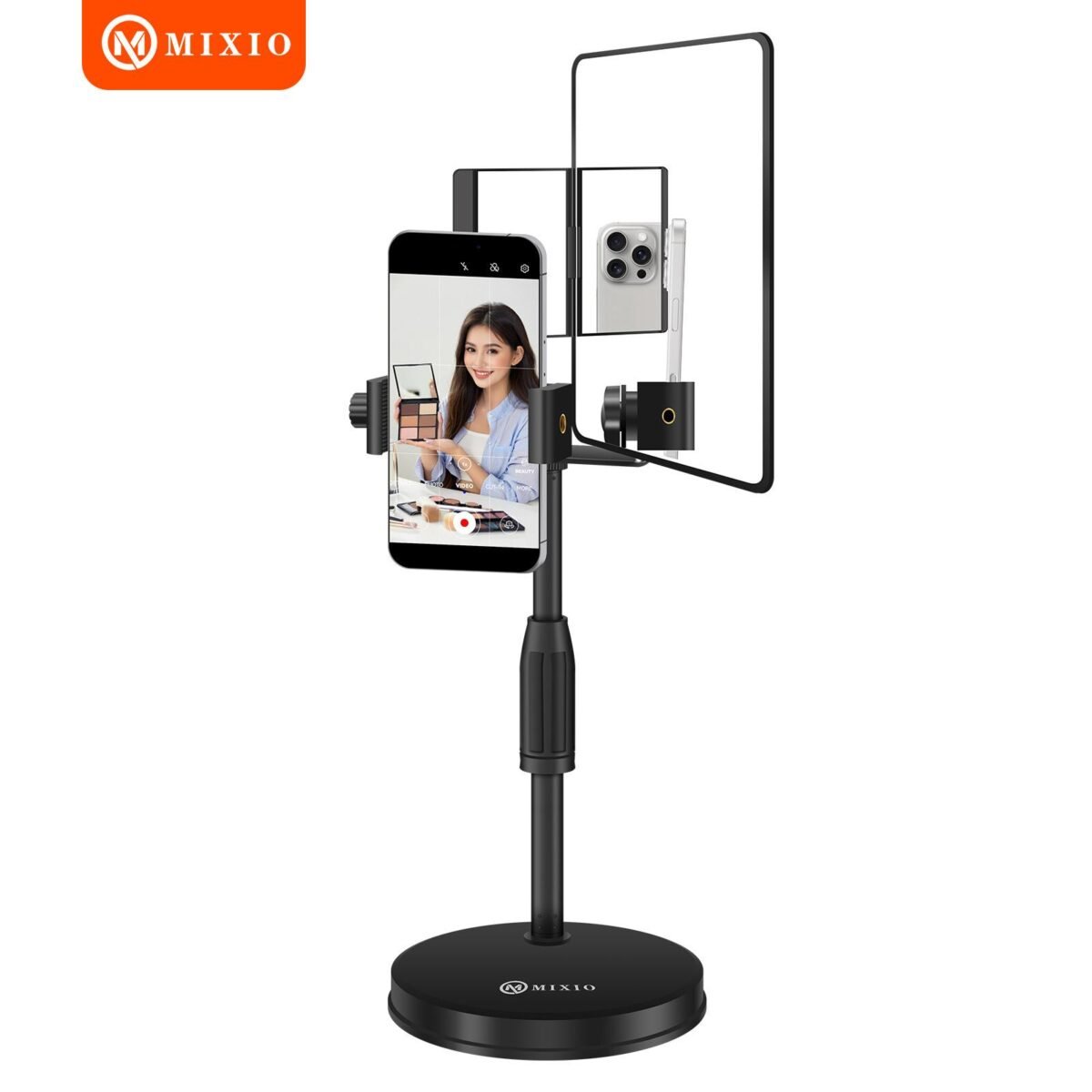 mixio s100, magic mirror stand, mirror phone stand, live streaming stand, rear camera stand, stand for tiktok recording, best phone stand for video, mirror stand for iphone, content creator stand, live stream setup egypt, phone holder mirror, tripod alternative stand, stand for facebook live, stand for instagram reels, video recording stand, creator tools egypt