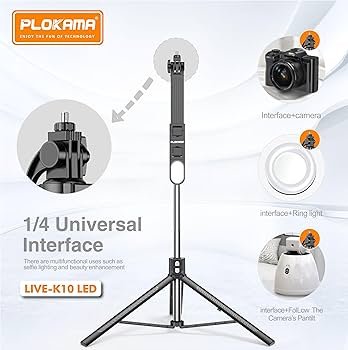 PLOKAMA LIVE-K10 Tripod Stand with LED Light – Best Price in Egypt 2 PLOKAMA LIVE-K10 Tripod Stand with LED Light – Best Price in Egypt - Image 2