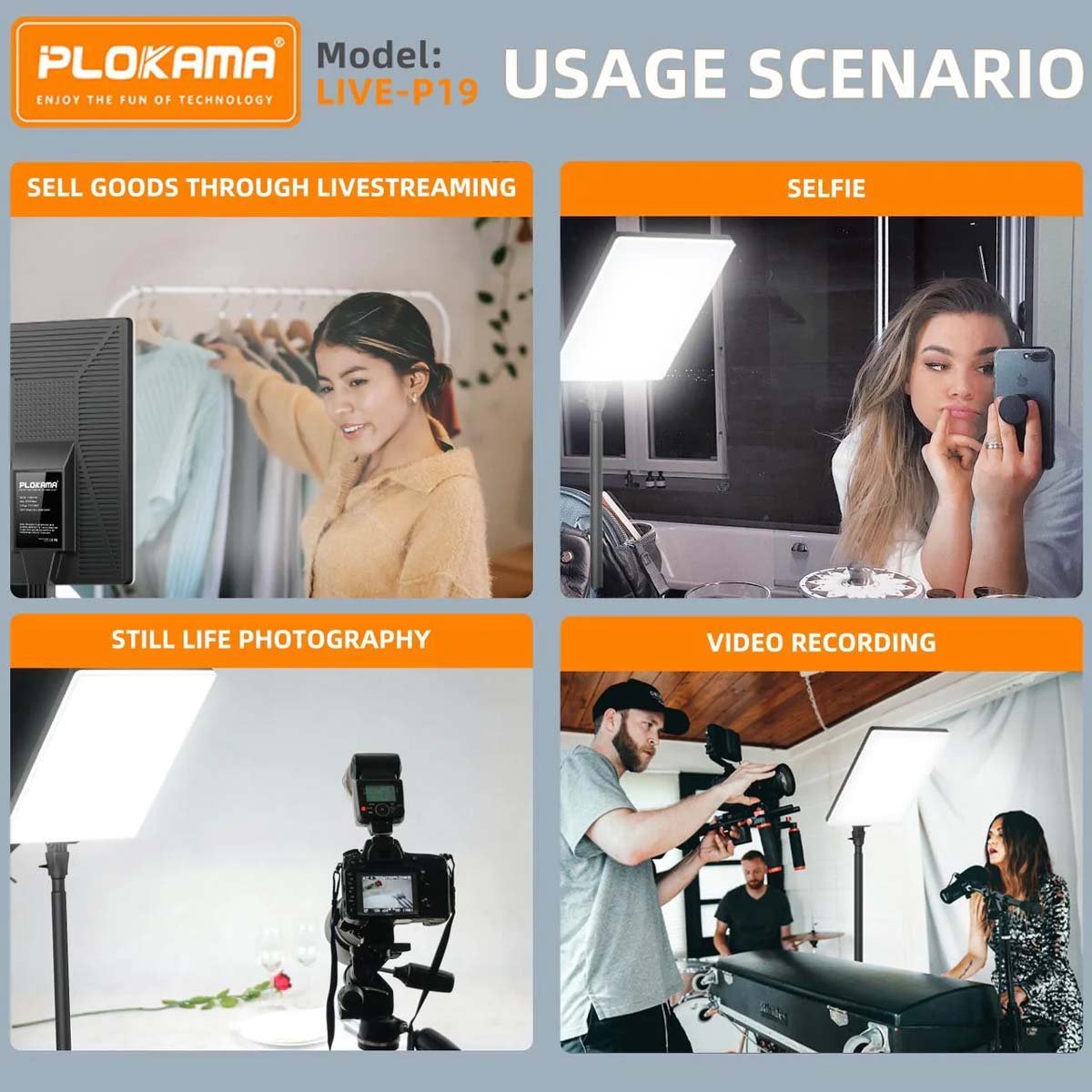 PLOKAMA LIVE-P19 LED Fill Light Panel with Remote & Adjustable Color – Best Price in Egypt 5 PLOKAMA LIVE-P19 LED Fill Light Panel with Remote & Adjustable Color – Best Price in Egypt - Image 5