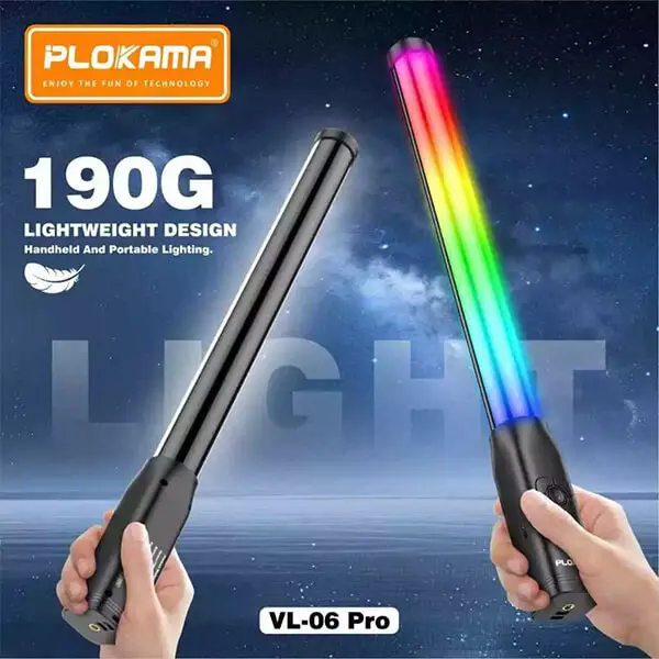 عصا إضاءة RGB بلوكاما VL-06 Pro بطول 49.5 سم – إضاءة تصوير احترافية قابلة للشحن بمنفذ Type-C 7 عصا إضاءة RGB بلوكاما VL-06 Pro بطول 49.5 سم – إضاءة تصوير احترافية قابلة للشحن بمنفذ Type-C - الصورة 7