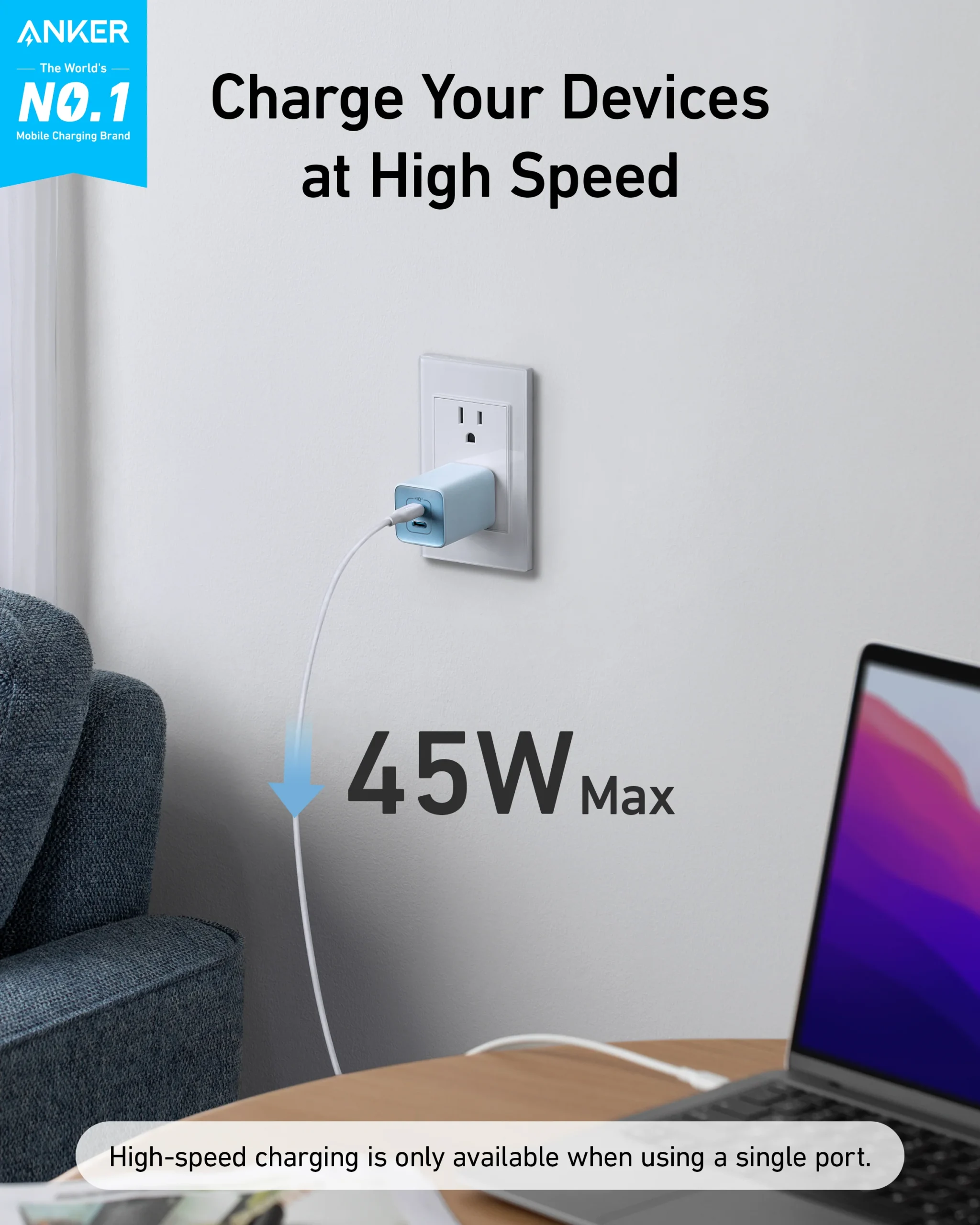 Anker 523 Charger (Nano 3, 47W) Dual USB-C Fast Wall Charger – 47W Power Delivery – 18-Month Local Warranty 6 Anker 523 Charger (Nano 3, 47W) Dual USB-C Fast Wall Charger – 47W Power Delivery – 18-Month Local Warranty - Image 6