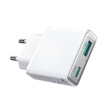 JOYROOM JR-TCF14EU 20W PD USB-C + USB-A Ultra-Slim Charger – White 2 JOYROOM JR-TCF14EU charger packaging showing PD and QC3.0 support